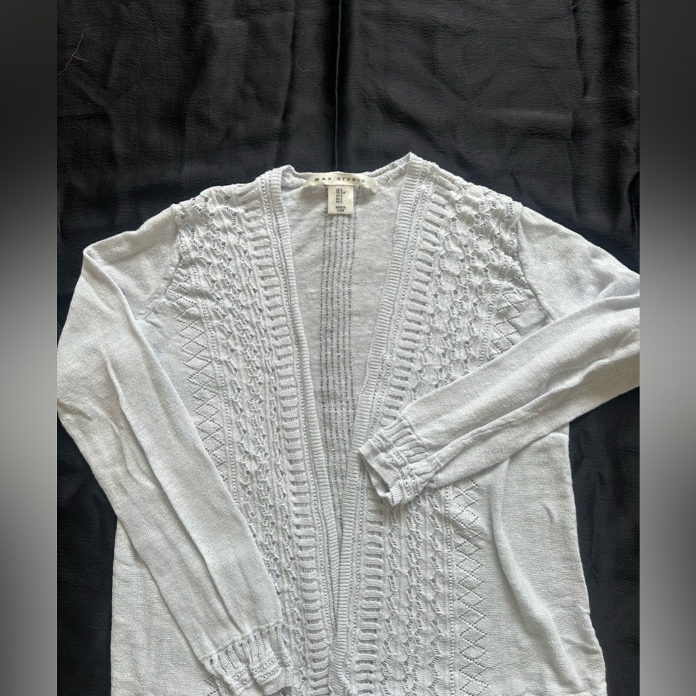 Max Studio Light Gray Cardigan Sweater
